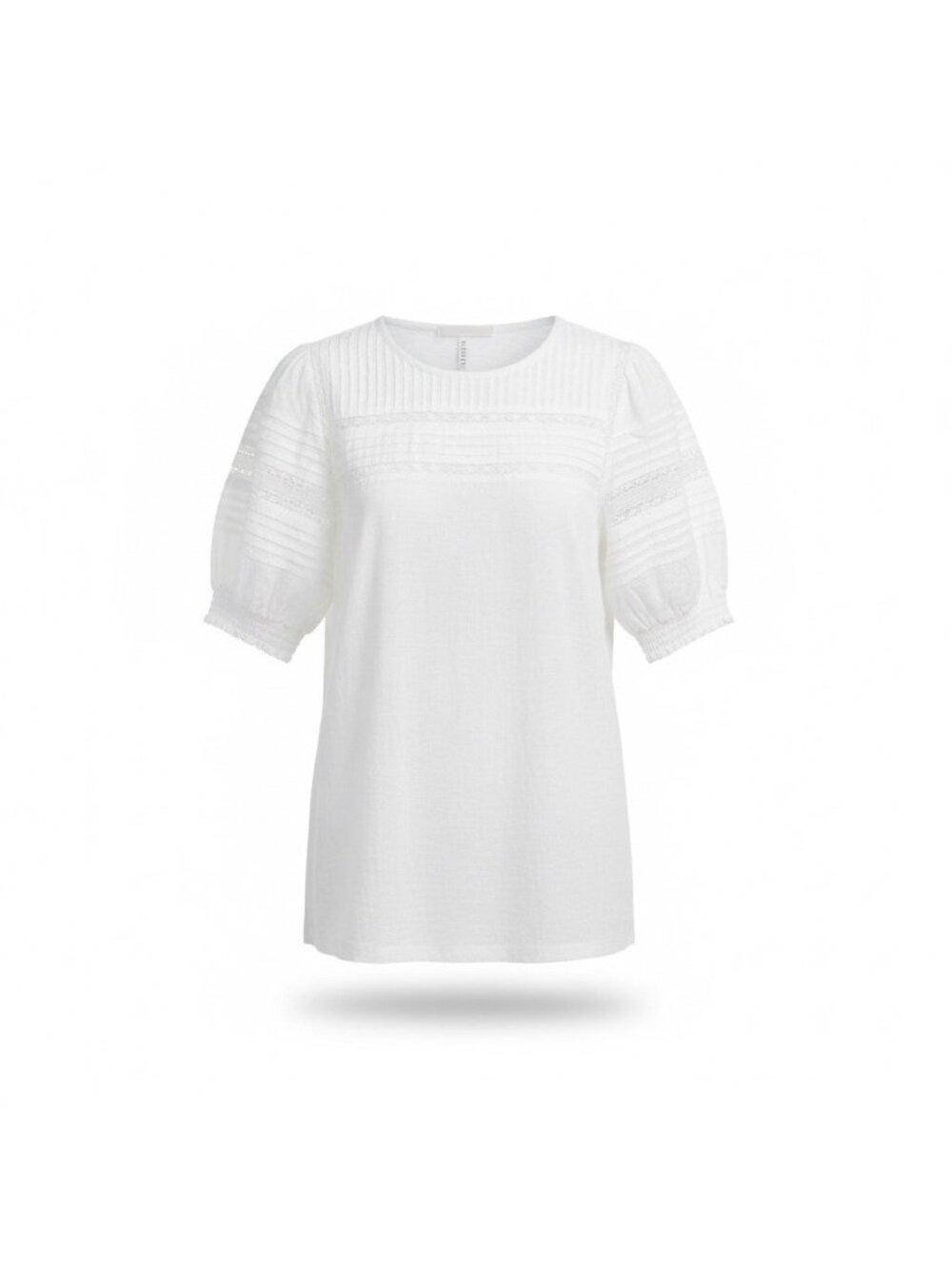 Loft Womens White Modal Textured Puff Sleeve Top Lightweight Casual Sz XXS